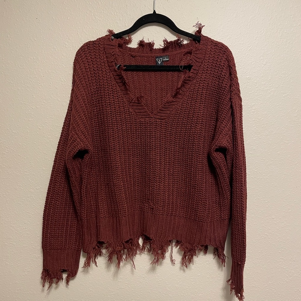 Windsor Maroon Torn Sweater